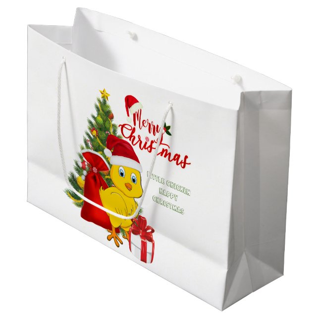 Grand Sac Cadeau Petit bébé poulet Noël (Devant Angle)