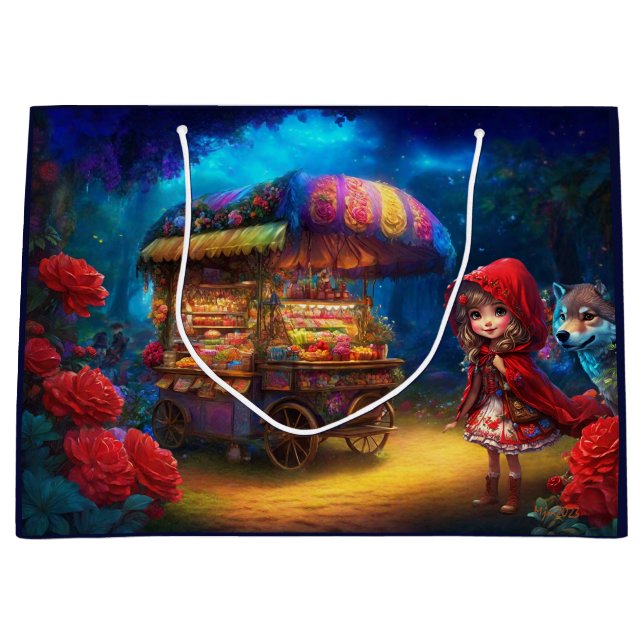 Grand Sac Cadeau Petit Chaperon Rouge & Découpage Wolf (Devant)