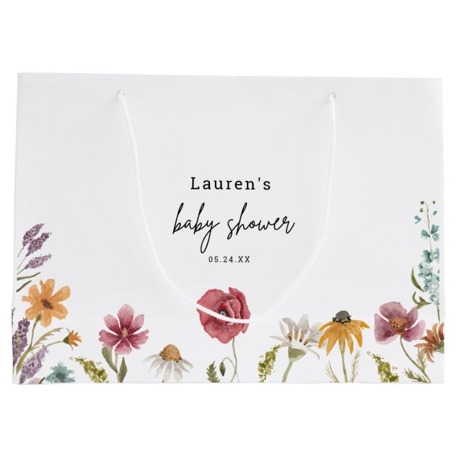 Grand Sac Cadeau Petit Fleur sauvage En Route Baby shower (Dos)