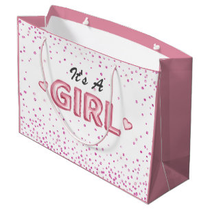 Grand Sac Cadeau Petite fille baby shower rose blanc parties scinti