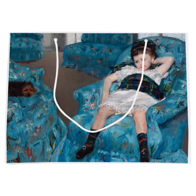 Grand Sac Cadeau Petite fille dans un fauteuil bleu, Cassatt (Devant)