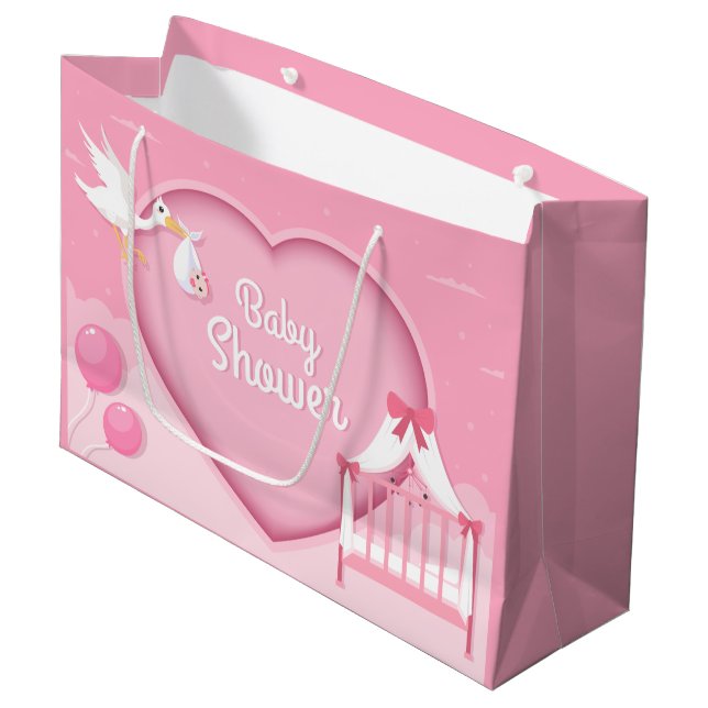 Grand Sac Cadeau petite fille douche  (Devant Angle)