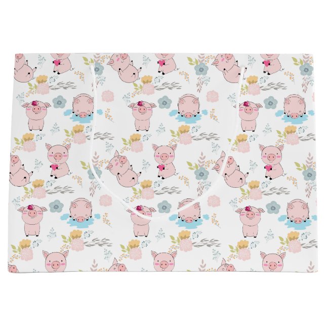 Grand Sac Cadeau Petits cochons mignons (Devant)