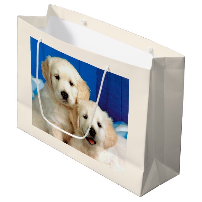 Grand Sac Cadeau Petits du Labrador (Devant Angle)