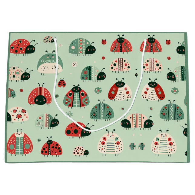 Grand Sac Cadeau Petits Insectes Festifs (Devant)