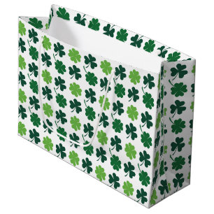 Grand Sac Cadeau Petits trèfles et trèfles à quatre feuilles en mot