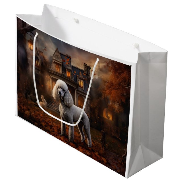 Grand Sac Cadeau Peur Halloween caniche (Devant Angle)