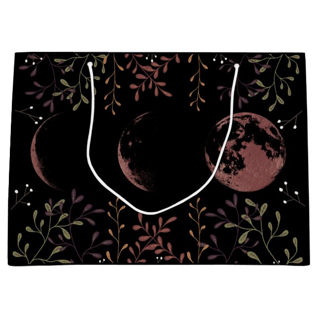 Grand Sac Cadeau Phases de lune foncée (Devant)