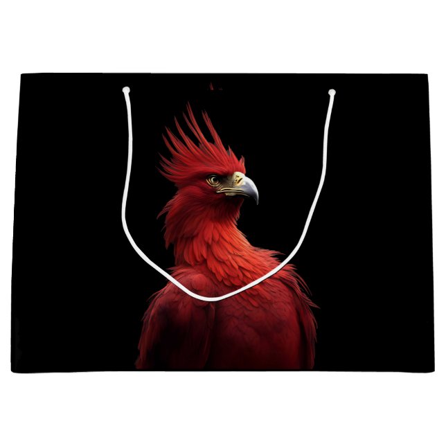 Grand Sac Cadeau Phénix écarlate assis fièrement (Devant)