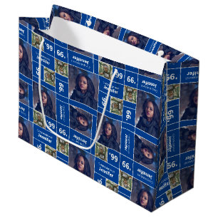 Grand Sac Cadeau Photo Carré Année de Promotion Bleue