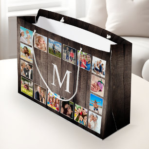 Grand Sac Cadeau Photo de Custom Collage Rustic Farmhouse Family