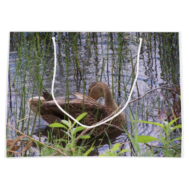 Grand Sac Cadeau Photo de fermeture d'un canard (Devant)