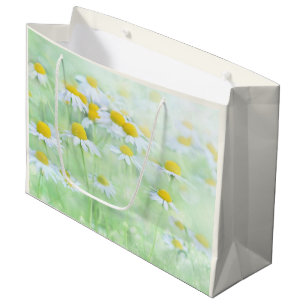 Grand Sac Cadeau Photo de Pretty Daisies dans un champ