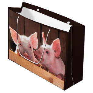 Grand Sac Cadeau Photo d'un animal de porcelets roses mignons