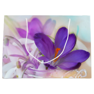 Grand Sac Cadeau Photo d'un joli Crocus de printemps violet