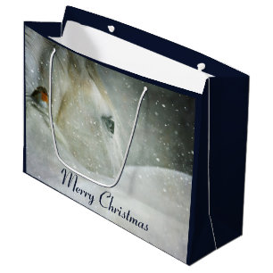 Grand Sac Cadeau Photo d'un magnifique cheval blanc en hiver