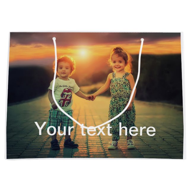 Grand Sac Cadeau Photo et texte faits sur commande (Devant)