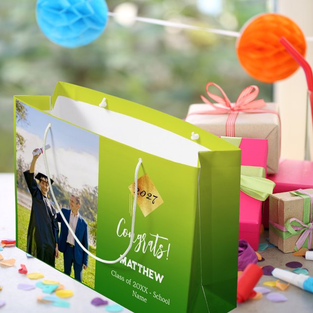 Grand Sac Cadeau Photo jaune vert pâle (Créateur téléchargé)