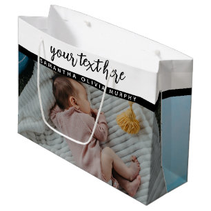 Grand Sac Cadeau Photo personnalisée Baby Love & Name Memories