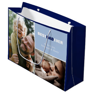 Grand Sac Cadeau Photo personnalisée Meilleur papa jamais
