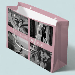 Grand Sac Cadeau Photo personnalisée, Texte, Couleur Bleu Mariage G