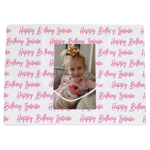 Grand Sac Cadeau Photo personnelle d'anniversaire heureux