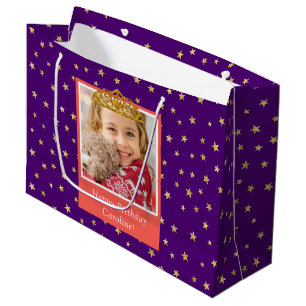 Grand Sac Cadeau Photo pour enfant personnalisée Happy Birthday Gol
