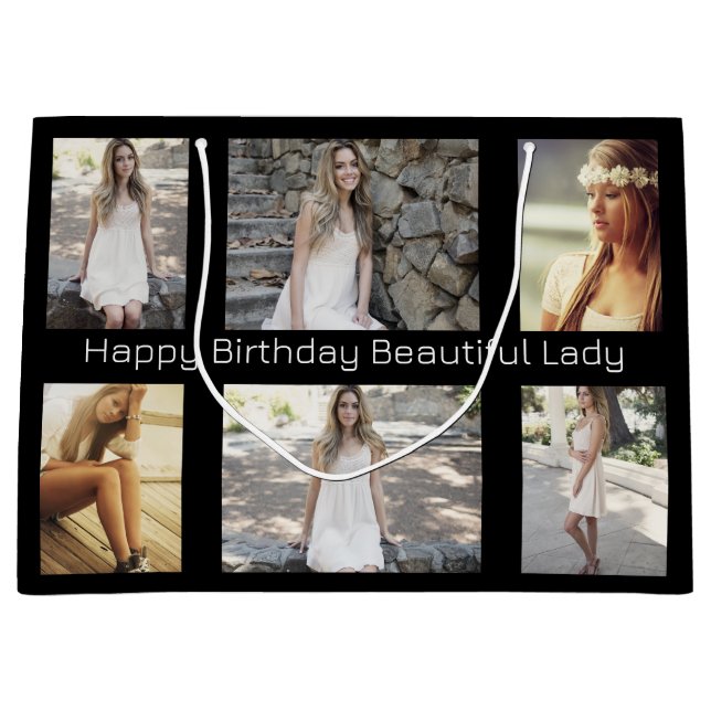 Grand Sac Cadeau Photos personnalisées et texte multiOccasion (Devant)