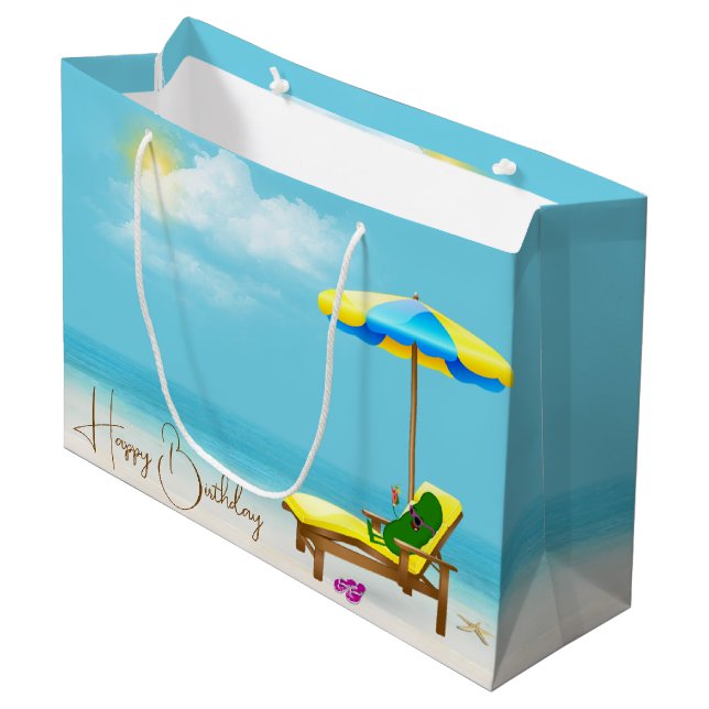 Grand Sac Cadeau Picker D'Anniversaire Dans Une Chaise Avec Cocktai (Devant Angle)