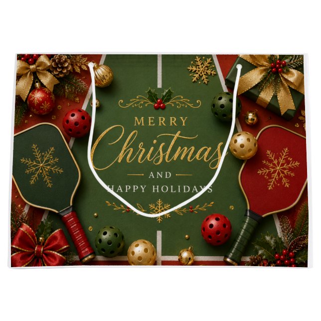 Grand Sac Cadeau Pickleball Joyeux Noël  (Devant)