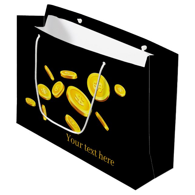 Grand Sac Cadeau Pièces de casino cool ajouter du texte (Devant Angle)