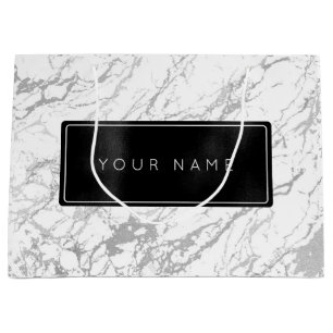 Grand Sac Cadeau Pierre gris marbré noir sur mesure