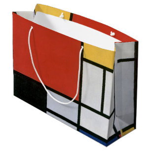 Grand Sac Cadeau Piet Mondrian Rouge Bleu Jaune Art Abstrait