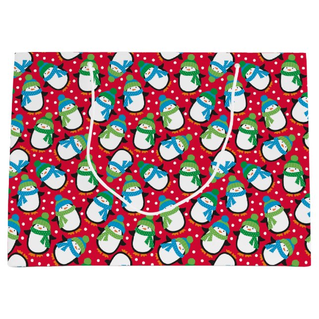 Grand Sac Cadeau Pingouins (Devant)