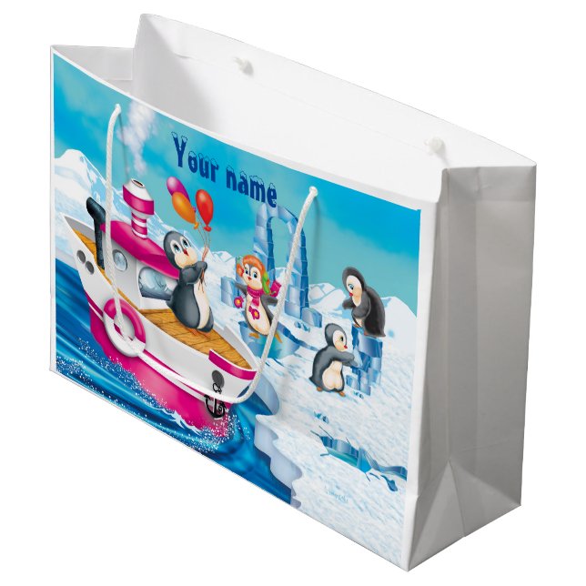 Grand Sac Cadeau pingouins en Antarctique (Devant Angle)