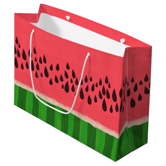 Grand Sac Cadeau Pink and Green Watermelon (Devant Angle)