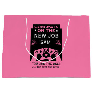 Grand Sac Cadeau Pink Félicite Pour Le Nouveau Travail