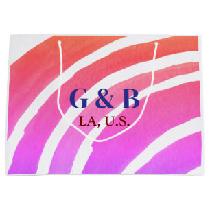 Grand Sac Cadeau Pink jaune arc-en-ciel ajouter nom du couple place