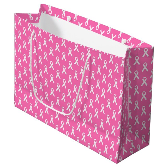 Grand Sac Cadeau Pink Ribbon Breast Cancer Awareness Pattern (Devant Angle)