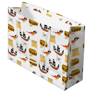 Grand Sac Cadeau Pirate Ship Treasure Motif à thème de coffre