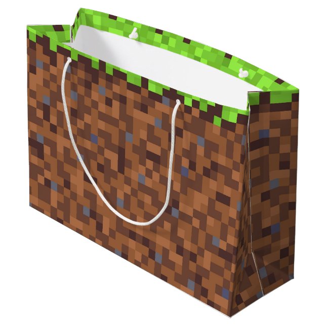 Grand Sac Cadeau Pixel grass gamer birthday  (Dos Angle)