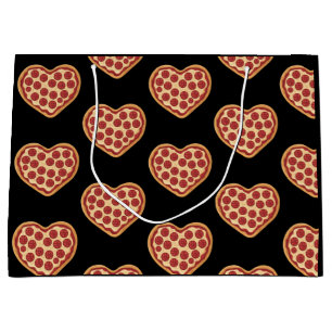 Grand Sac Cadeau Pizza en forme de cœur mignon pour la Saint-Valent