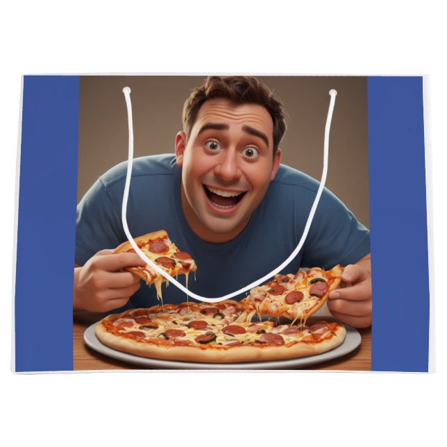 Grand Sac Cadeau Pizza Man (Devant)