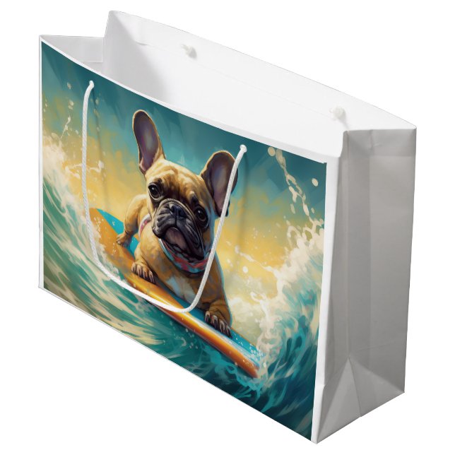 Grand Sac Cadeau Plage de Bulldog (Devant Angle)