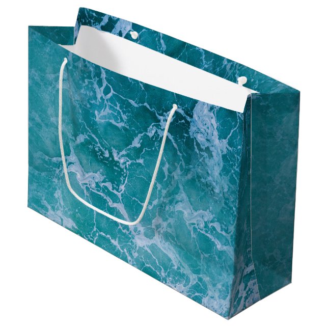Grand Sac Cadeau Plage profonde Blue Ocean Waves (Devant Angle)