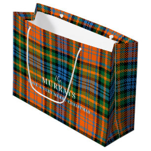Grand Sac Cadeau Plaid Clan Murray Blue Orange Green Tartan