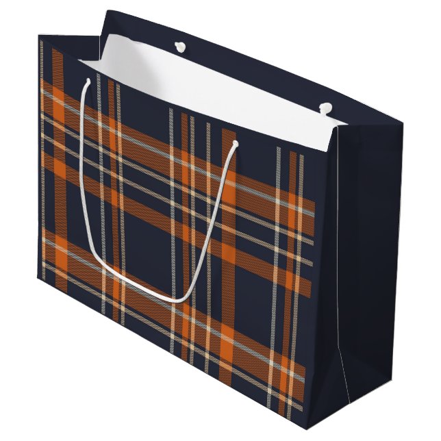 Grand Sac Cadeau Plaid rustique Noël/hiver (Devant Angle)