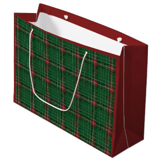Grand Sac Cadeau Plaid vert de Noël