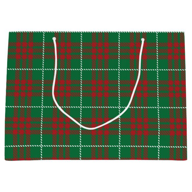 Grand Sac Cadeau Plaid vert et rouge (Devant)