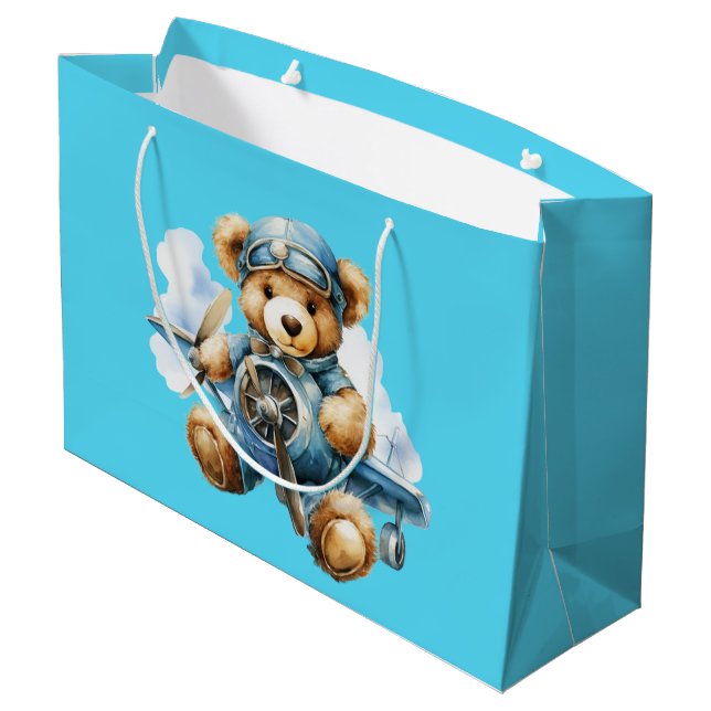 Grand Sac Cadeau Planeur Ours en Peluche  (Dos Angle)